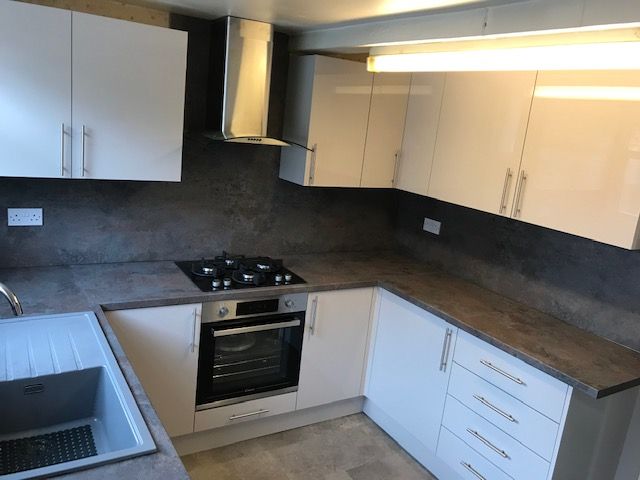 Grey and white kitchen