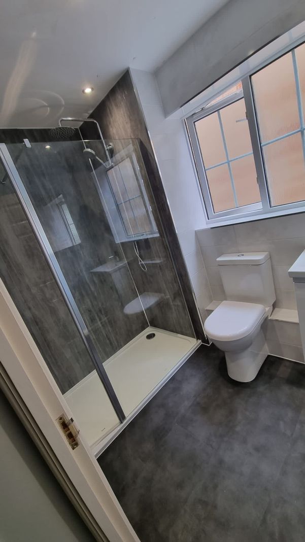 grey and white bathroom
