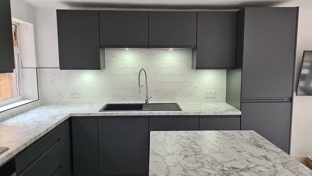 Kitchen marbel ceramic black and white sink